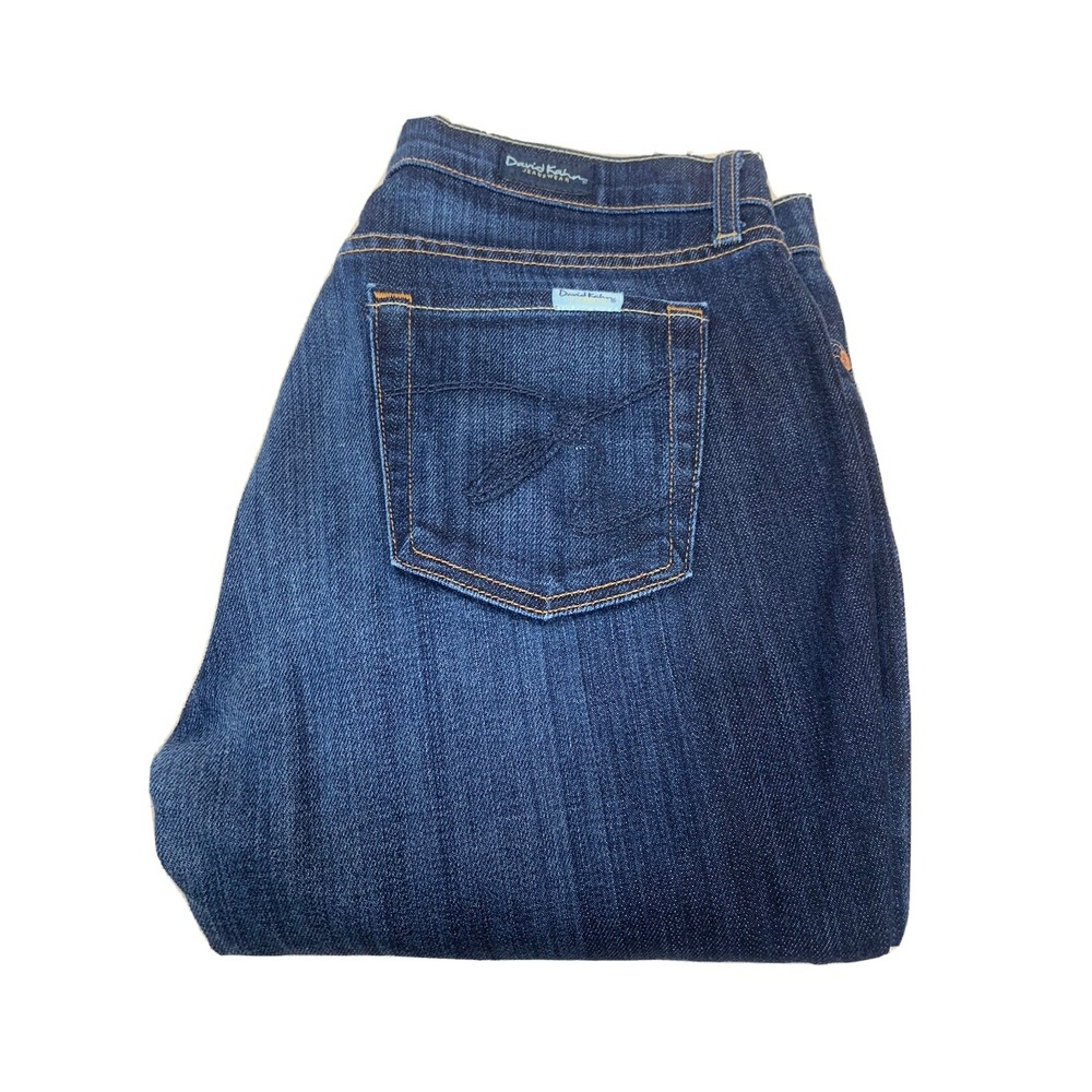 David Kahn Straight Jeans Women's Size 10 Approx 32x33.5 Mid‎ Rise Dark Wash